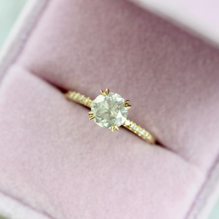 Nesa Icey Diamond Stella With Pave Shoulders In Yellow Gold