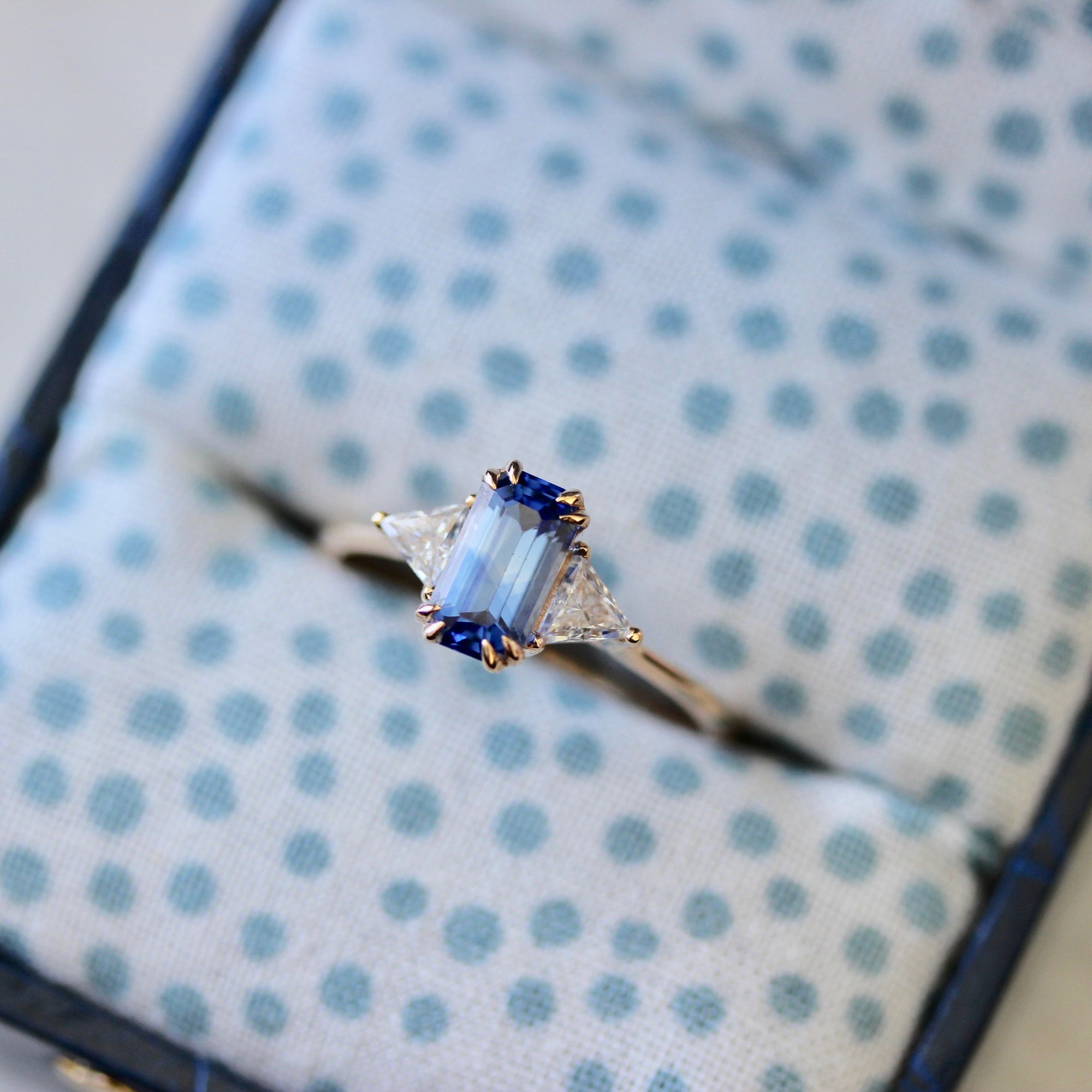 Scenic Route Emerald Cut Ceylon Sapphire Ring