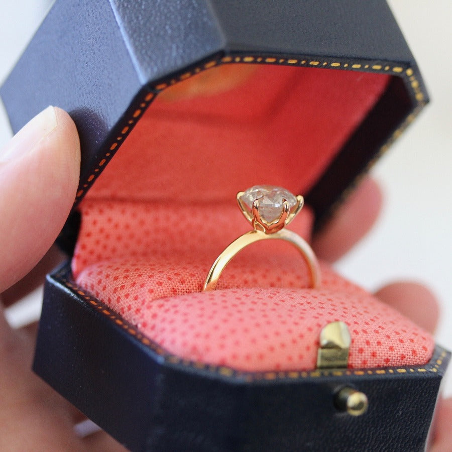 Peachy Keen Icy Salt & Pepper Round Brilliant Cut Diamond Ring