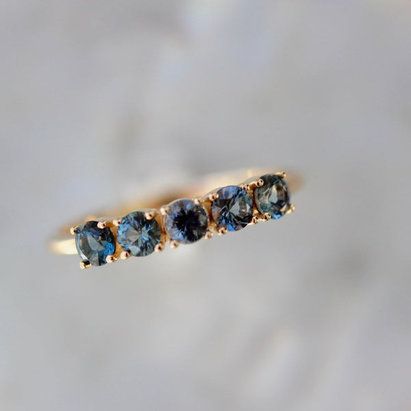 Requiem Teal Round Brilliant Cut Spinel Band