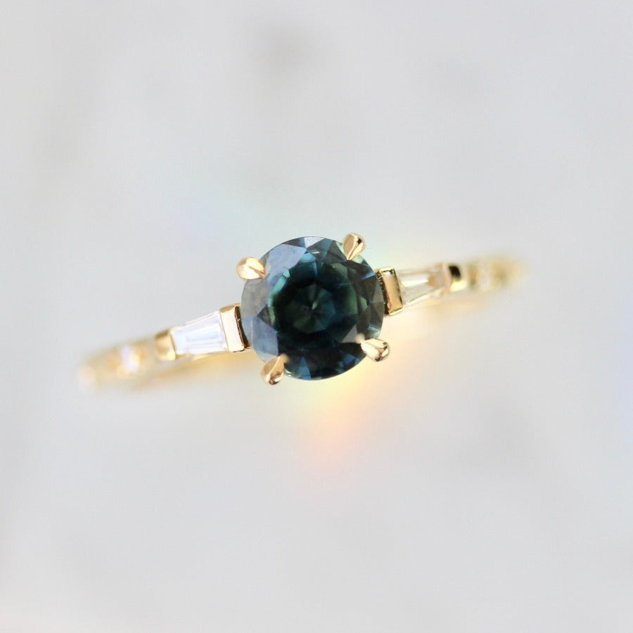 Cuffing Season Green Round Brilliant Cut Sapphire Ring