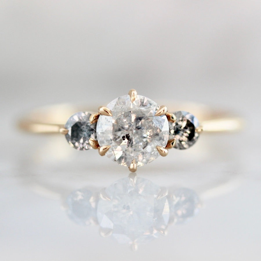 Divination Three Stone Salt & Pepper Diamond Ring