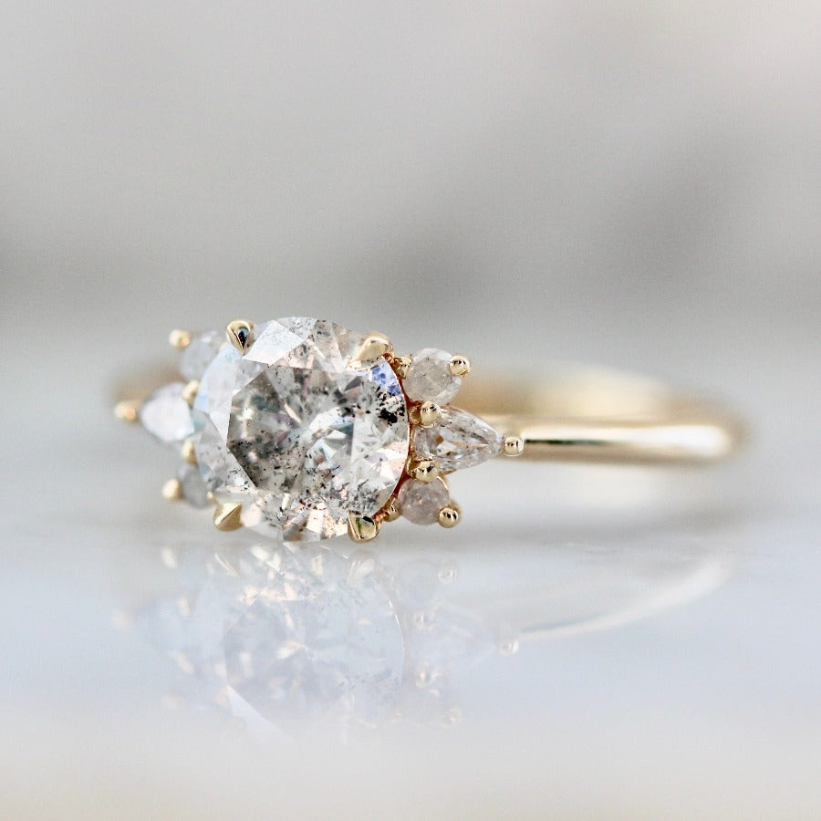 Glitterball Salt & Pepper Mirella Round Brilliant Cut Diamond Ring