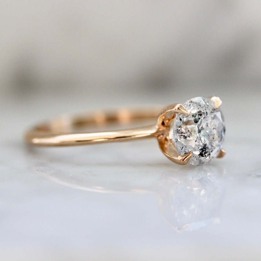 Stella Salt & Pepper Diamond Ring in Peach Gold