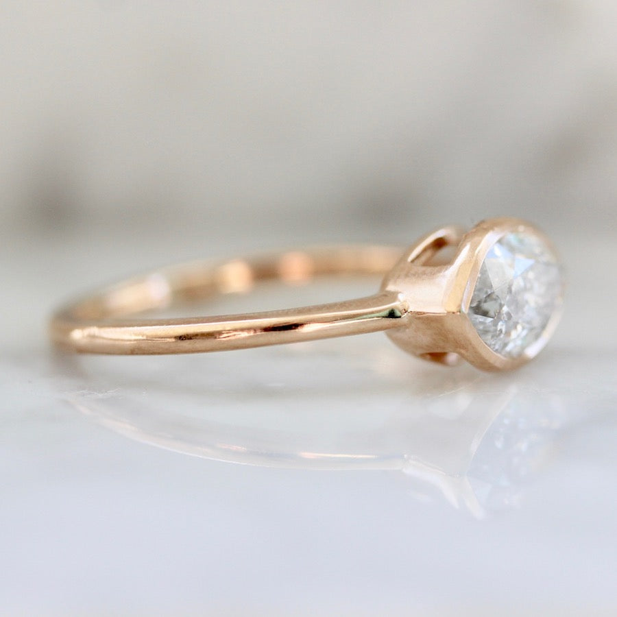 Misha Bezel Set Marquise Cut Salt & Pepper Diamond Ring In Rose Gold