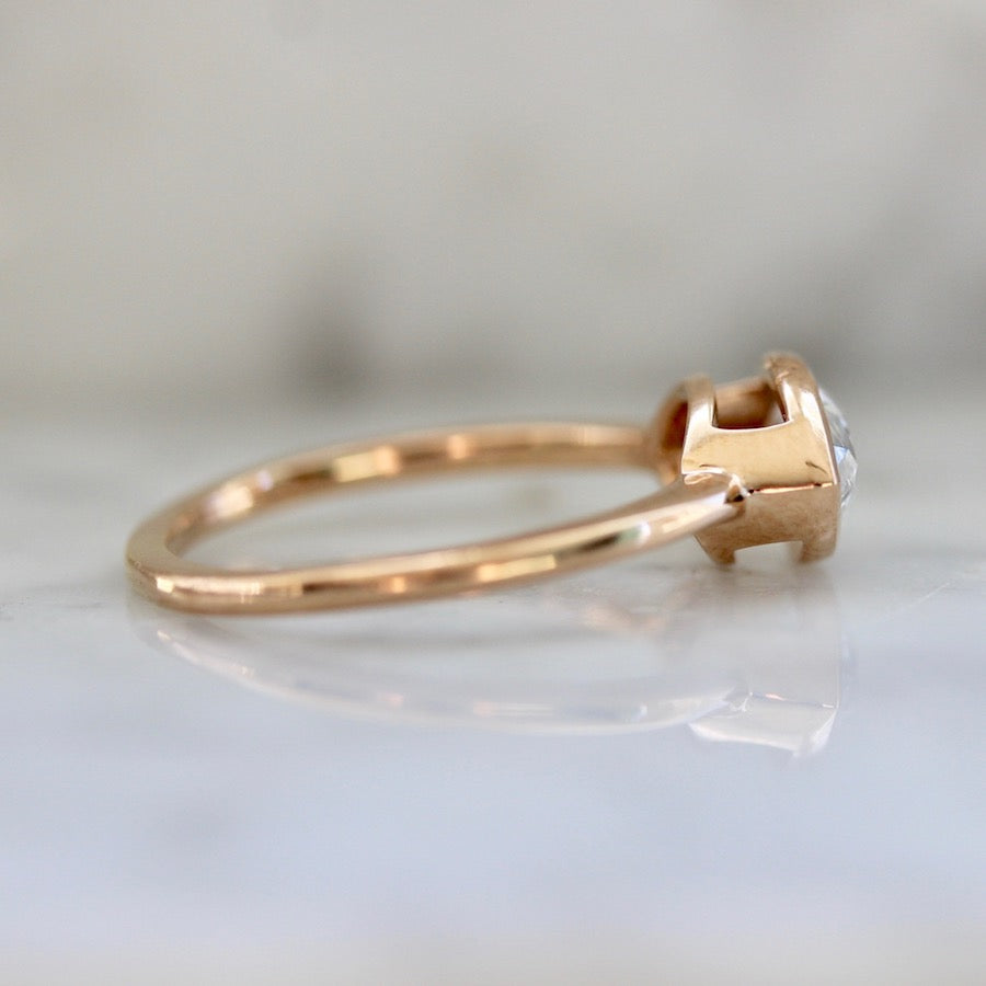 Misha Bezel Set Marquise Cut Salt & Pepper Diamond Ring In Rose Gold