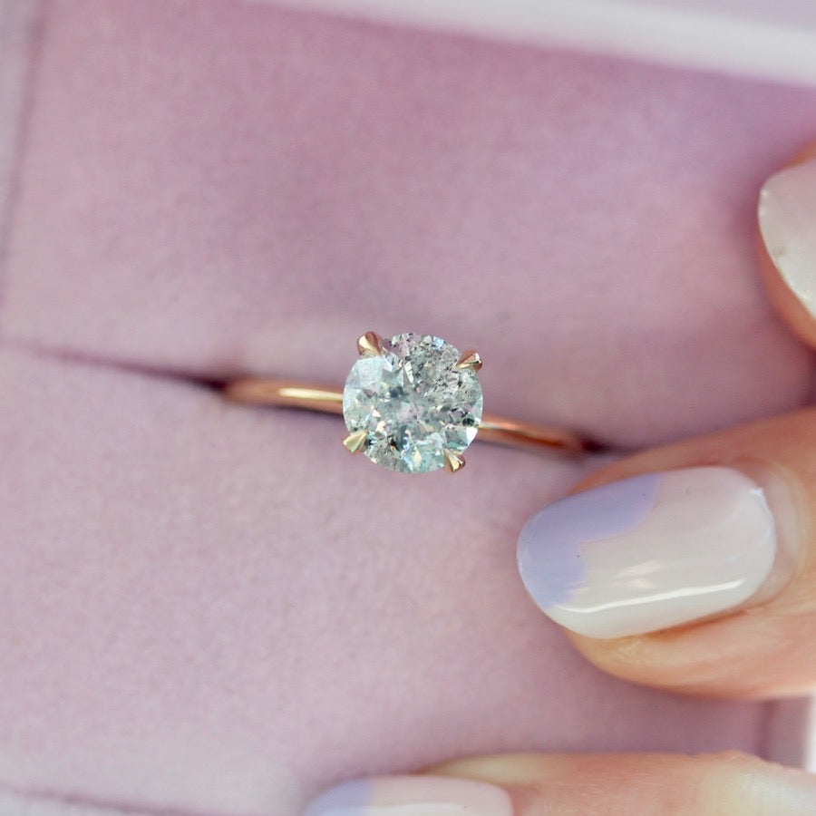 Stella Salt & Pepper Diamond Ring in Peach Gold