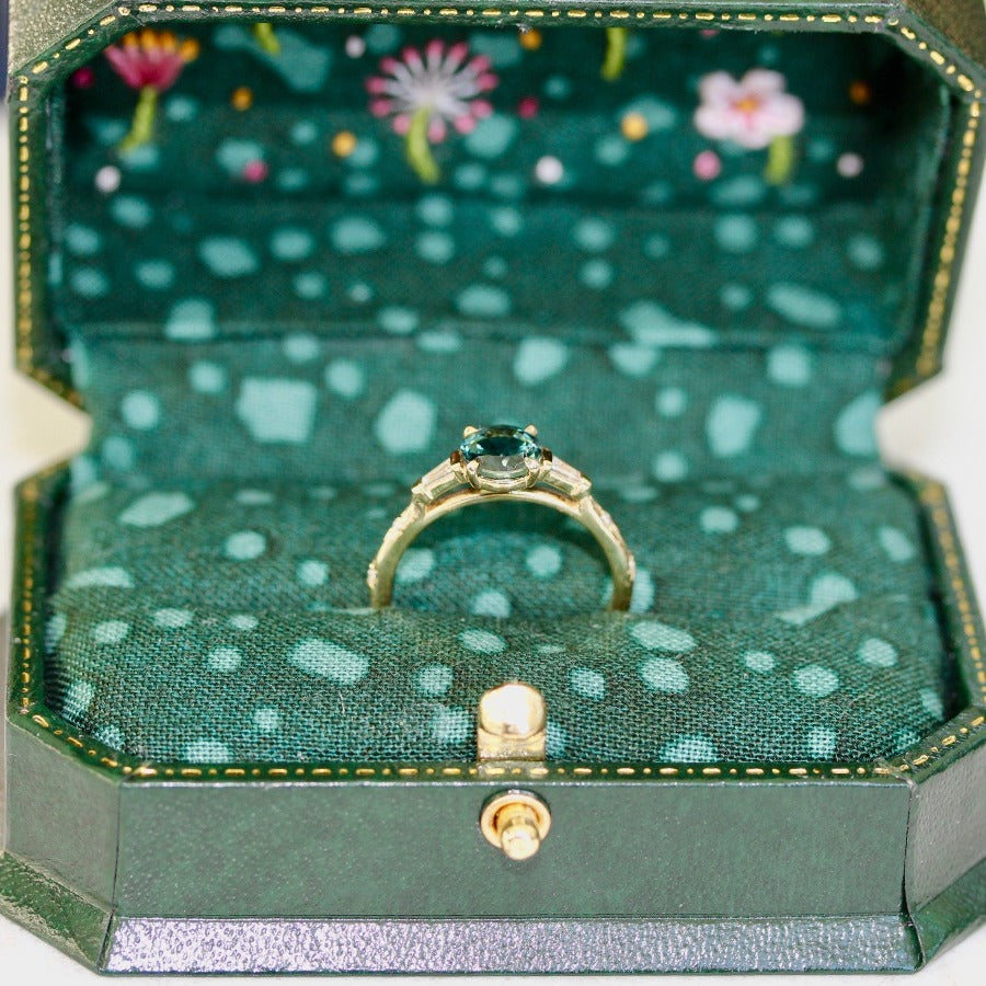 
            Cuffing Season Green Round Brilliant Cut Sapphire Ring