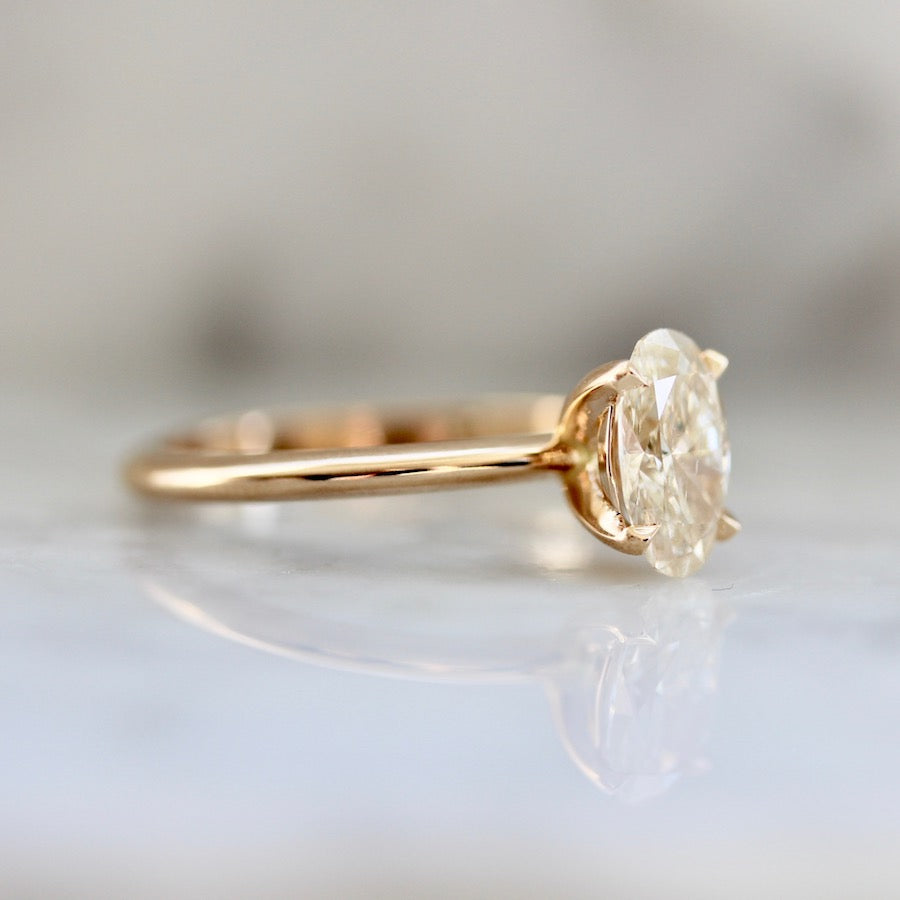 Ibiza Sun Champagne Oval Cut Diamond Ring In Peach Gold
