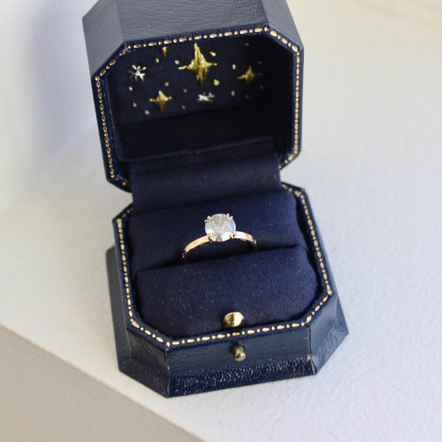 Star Born Salt & Pepper Round Brilliant Cut Diamond Ring