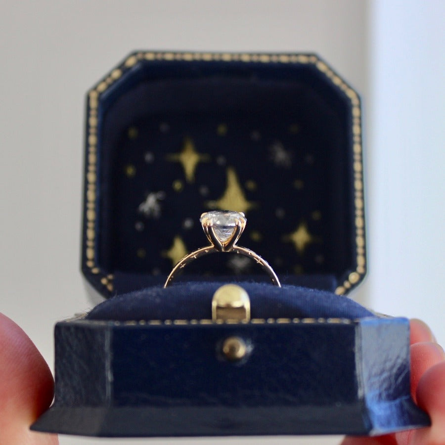 Star Born Salt & Pepper Round Brilliant Cut Diamond Ring