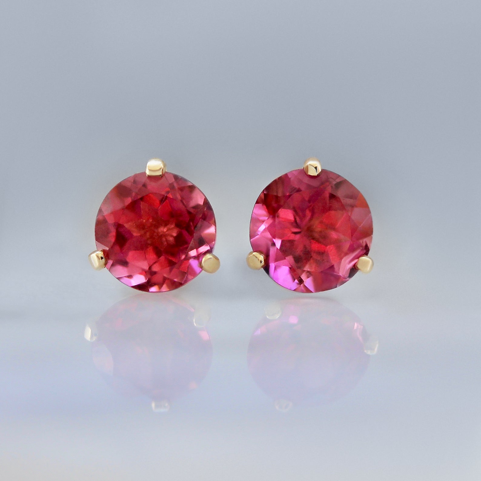 2.64 Carats Total Berry Tourmaline Earrings