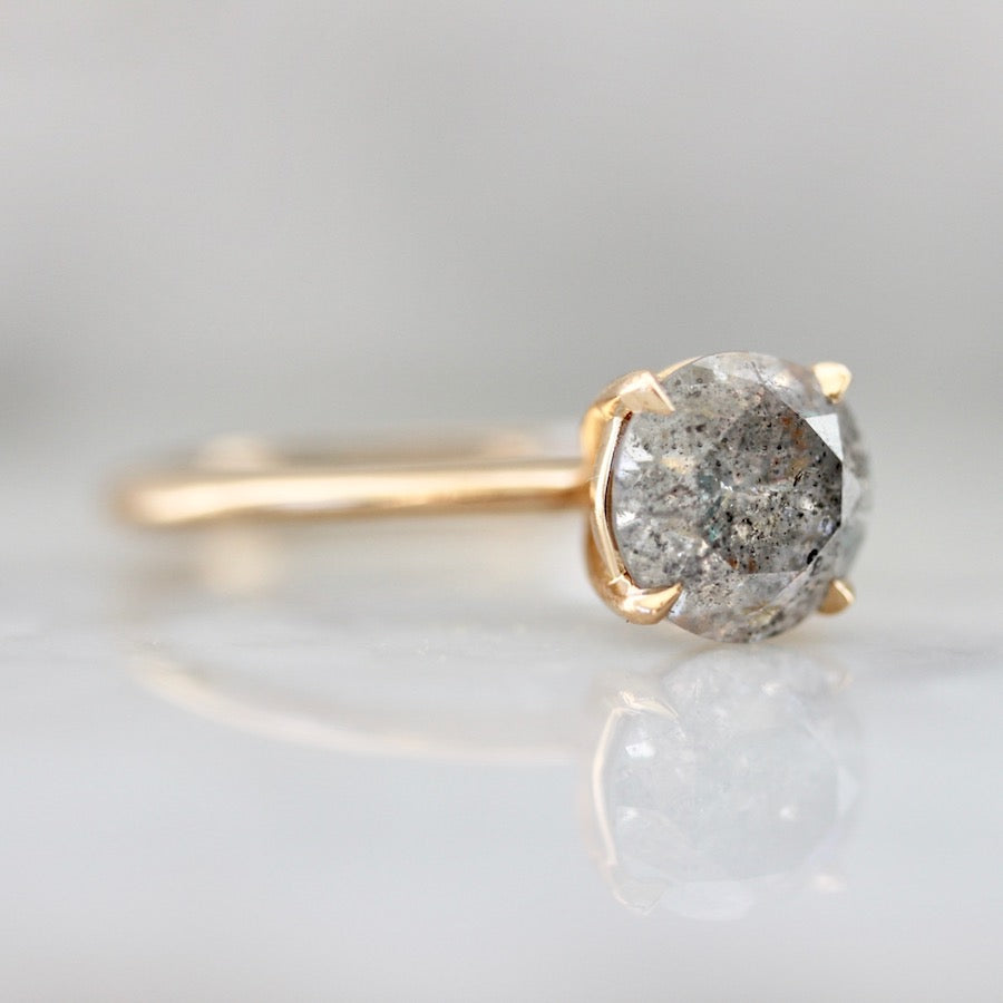 Stella Salt & Pepper Diamond Ring in Peach Gold