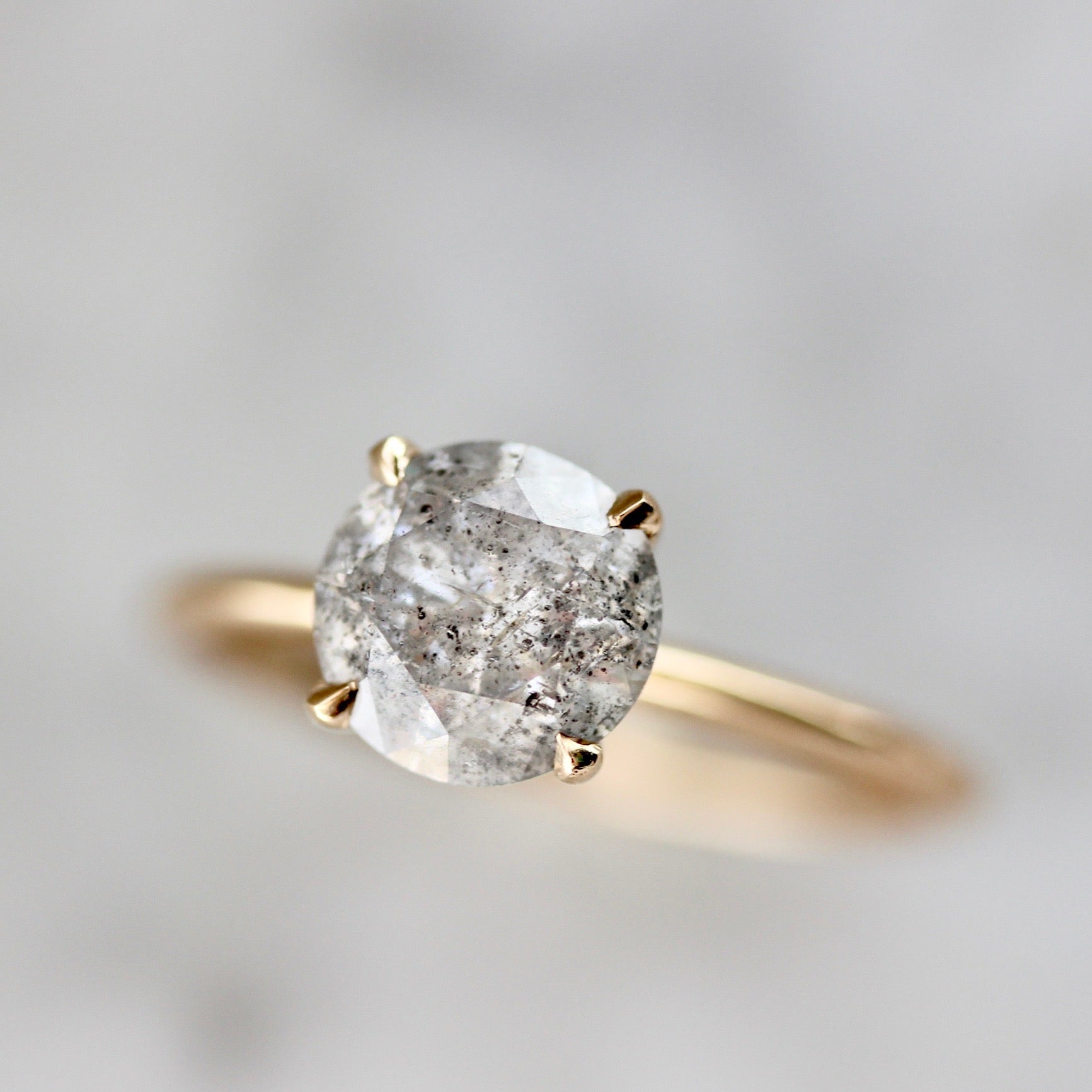 Stella Salt & Pepper Diamond Ring in Peach Gold