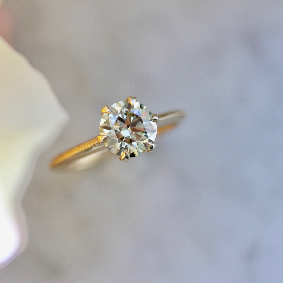 Kissing Sunlight Round Cut Diamond Ring
