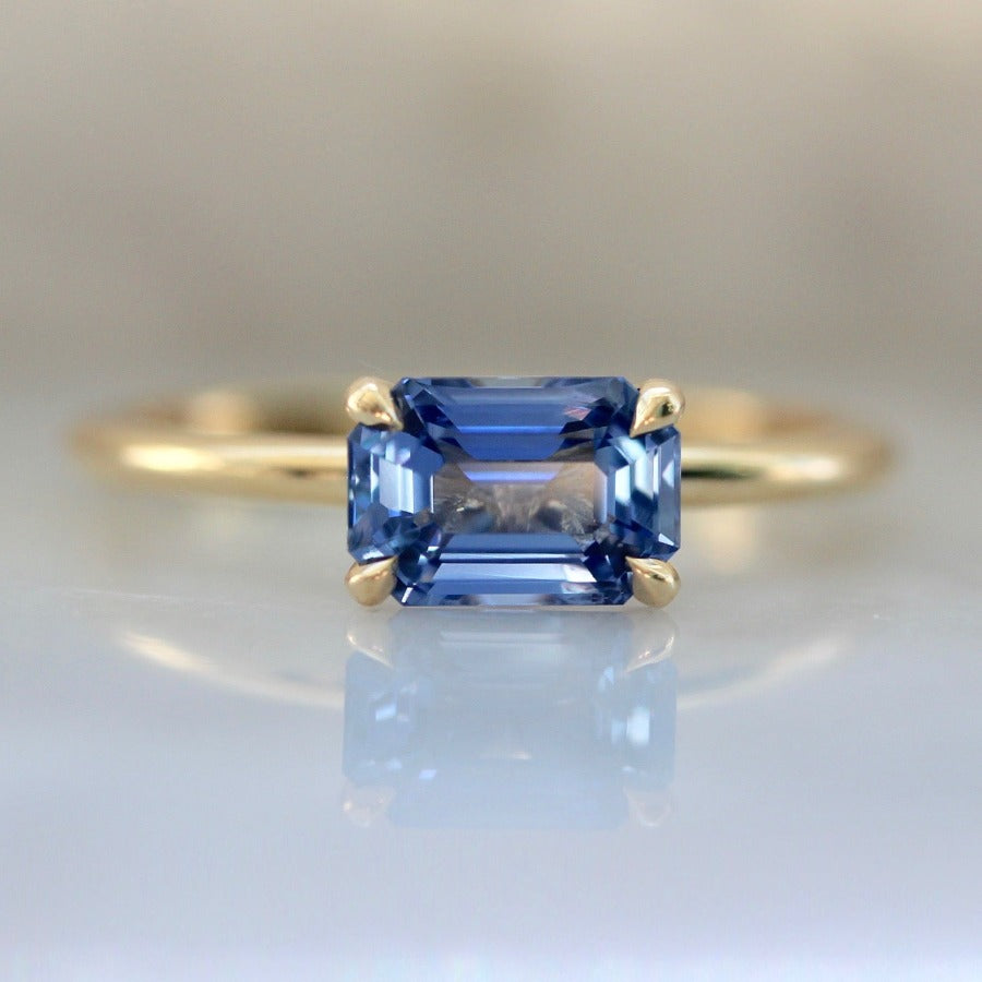 Sunrise Bay Blue Emerald Cut Ceylon Sapphire Ring