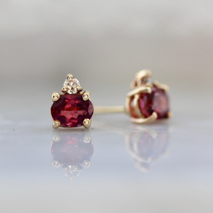 The Duo Berry Tourmaline & Diamond Earrings