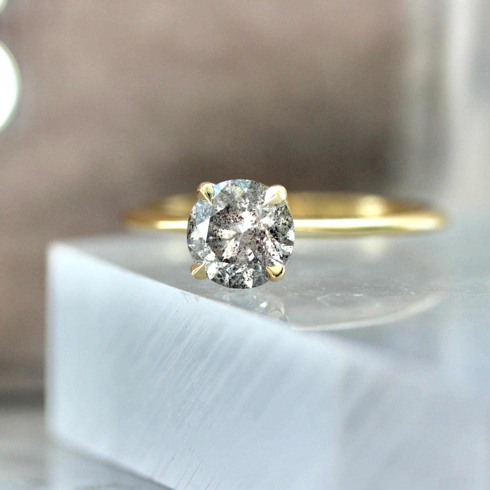 1.02 Carat Bella Salt & Pepper Round Brilliant Cut Diamond Ring