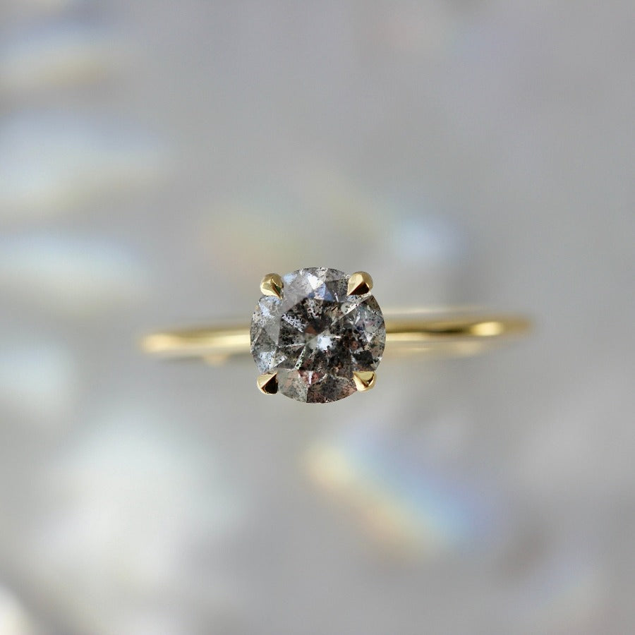 1.02 Carat Bella Salt & Pepper Round Brilliant Cut Diamond Ring