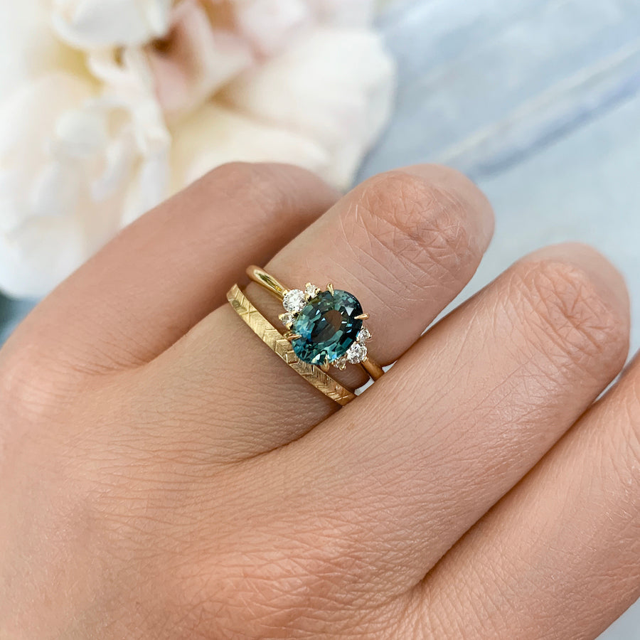 Mirella Teal Sapphire and Diamond Ring in Yellow Gold