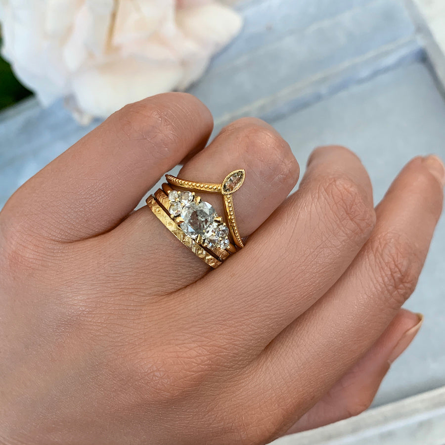 Mystic Mama Grey Diamond Ring in Yellow Gold