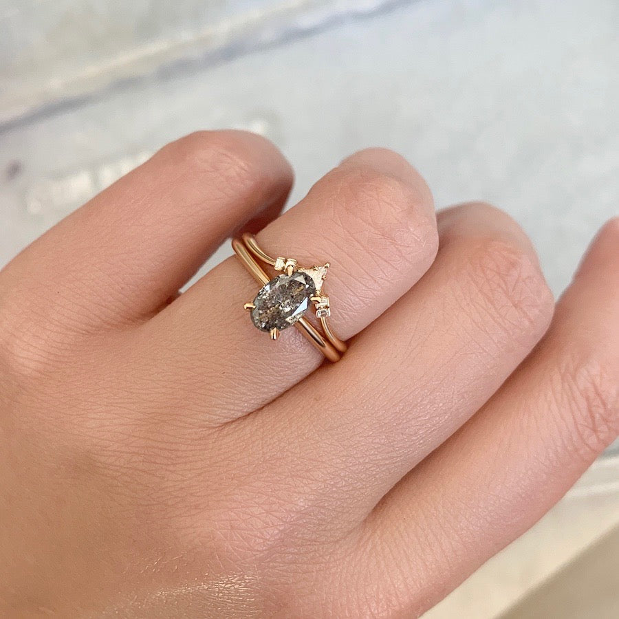 Stella Salt & Pepper Oval Cut Diamond In Peach Gold