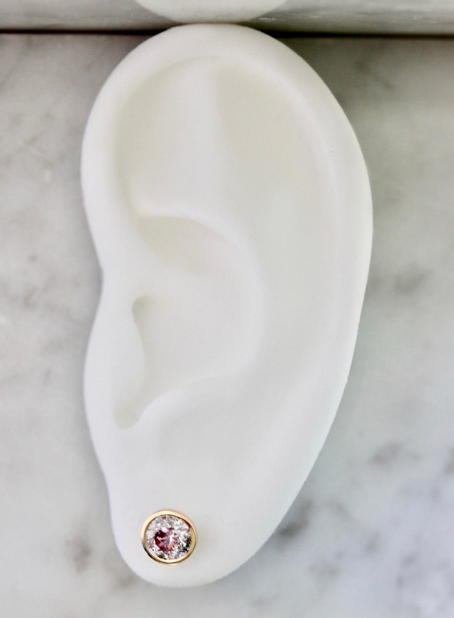 1.45 Carats Total Salt & Pepper Diamond Bezel Studs