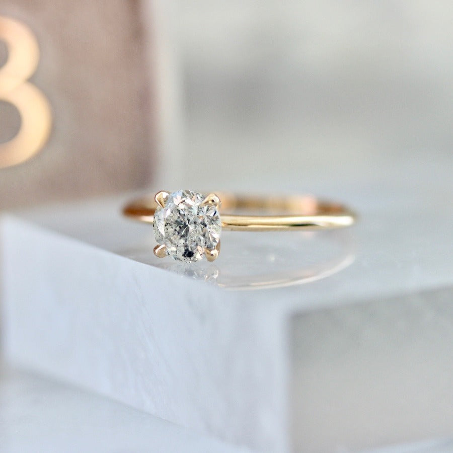 .78 Carat Stella Salt & Pepper Round Brilliant Cut Diamond Ring