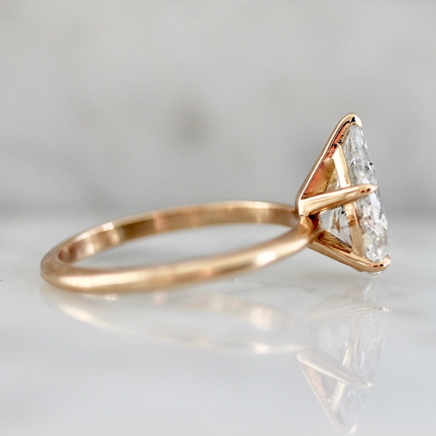 2.14 Carat Stella Grey Salt & Pepper Pear Cut Diamond Ring