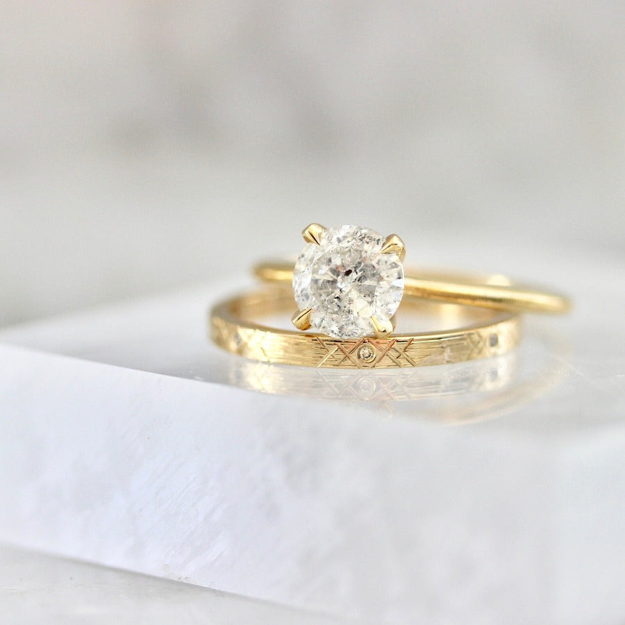 1.07 Carat Stella Icey Salt & Pepper Round Brilliant Cut Diamond Ring