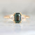 Pavlova Dark Teal Emerald Cut Sapphire & Diamond Ring