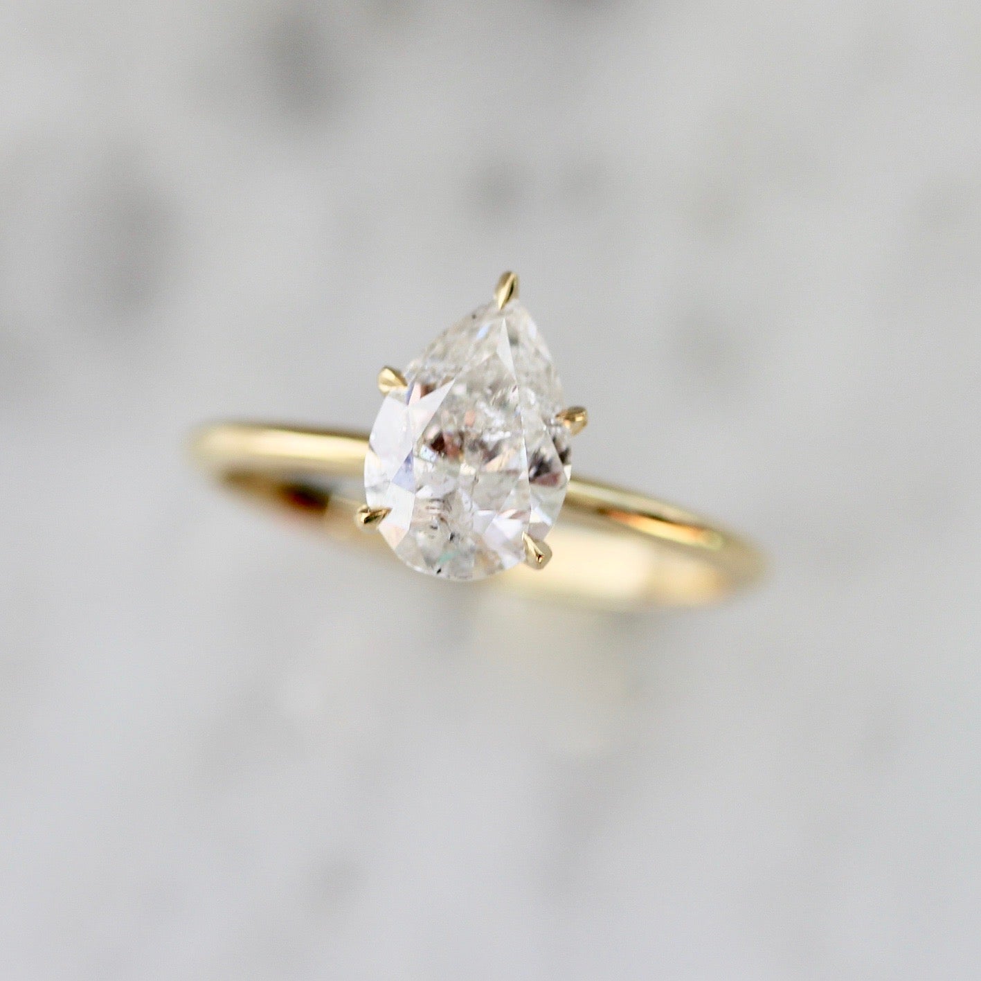 1.39 Carat Stella Icey Salt & Pepper Pear Cut Diamond Ring