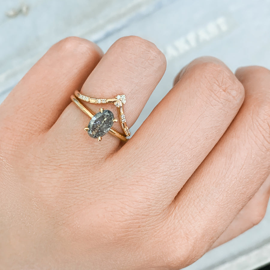 Stella Salt & Pepper Oval Cut Diamond In Peach Gold