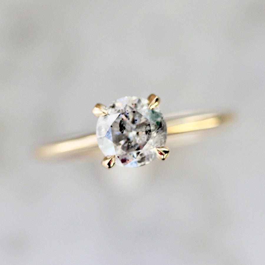 .95 Carat Stella Salt & Pepper Round Brilliant Cut Diamond Ring