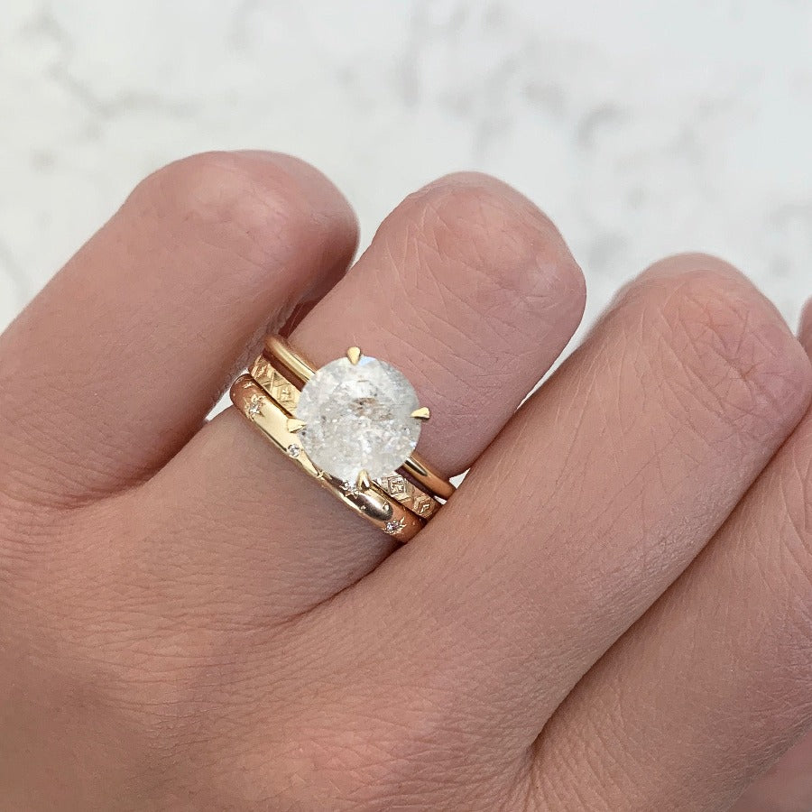 2.52 Carat Stella Icey Salt & Pepper Round Brilliant Cut Diamond Ring