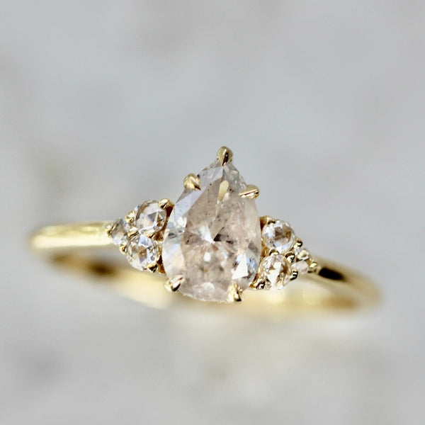 Ice Queen Icy Salt & Pepper Pear Cut Diamond Ring