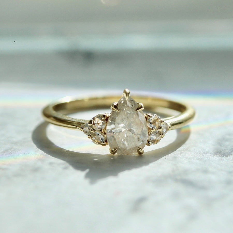 Ice Queen Icy Salt & Pepper Pear Cut Diamond Ring