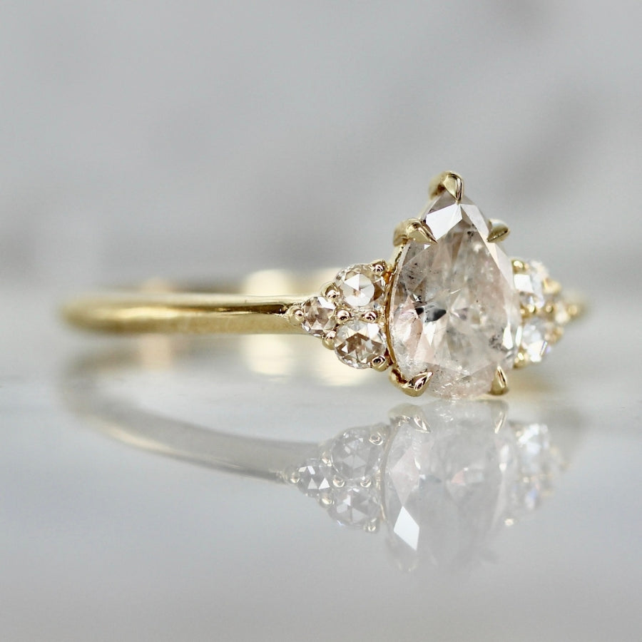 Ice Queen Icy Salt & Pepper Pear Cut Diamond Ring