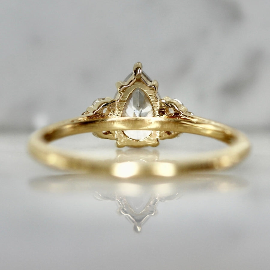 Ice Queen Icy Salt & Pepper Pear Cut Diamond Ring