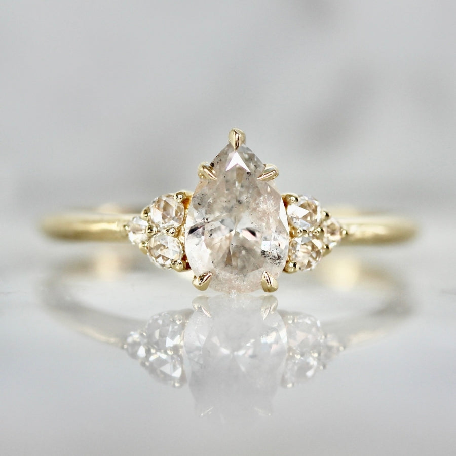 
            Ice Queen Icy Salt &amp; Pepper Pear Cut Diamond Ring