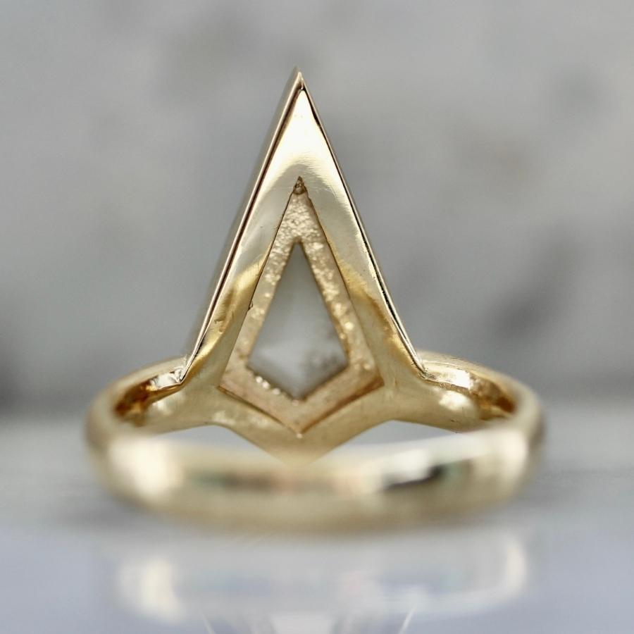 Inner Light Icy White Salt & Pepper Kite Rose Cut Diamond Ring