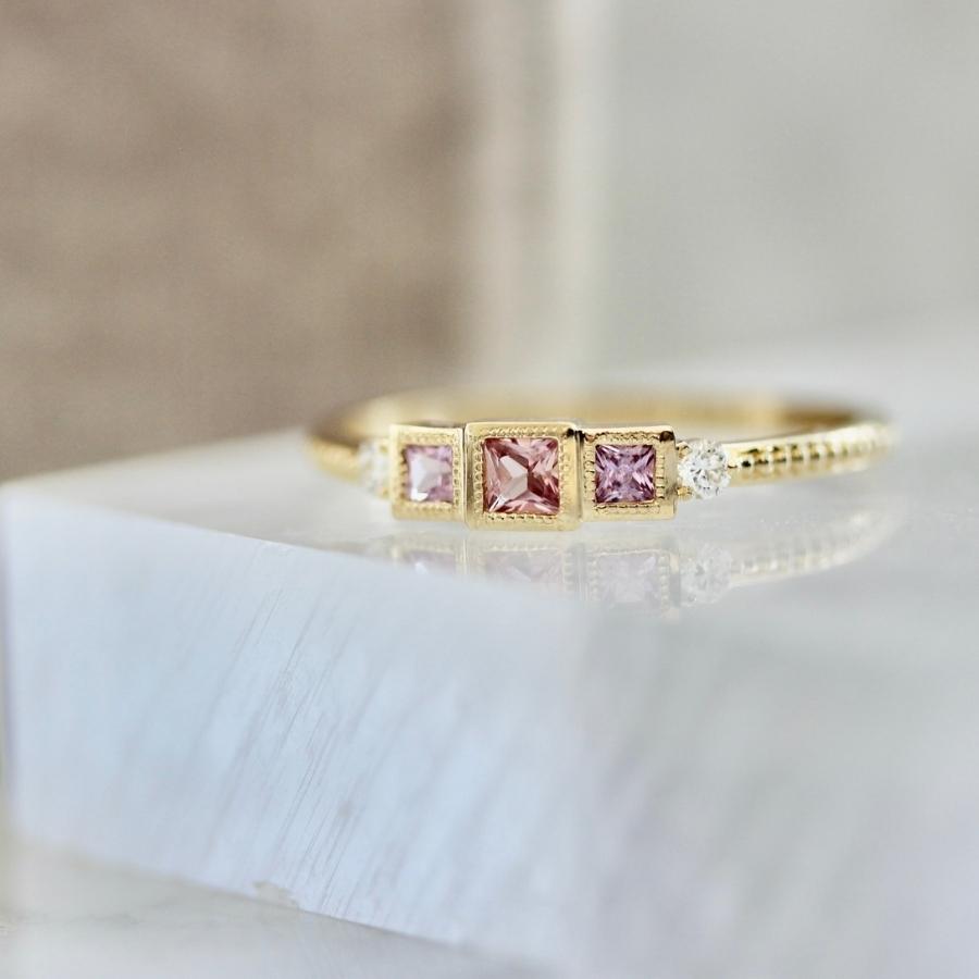 Interlude Pink Princess Cut Sapphire Ring