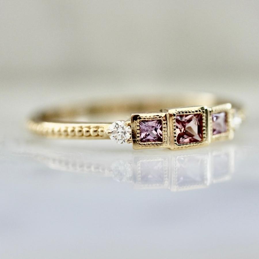 Interlude Pink Princess Cut Sapphire Ring