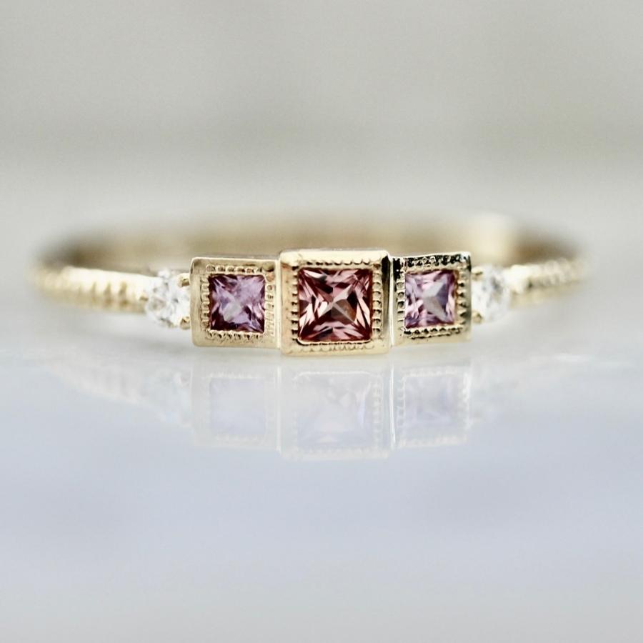 Interlude Pink Princess Cut Sapphire Ring