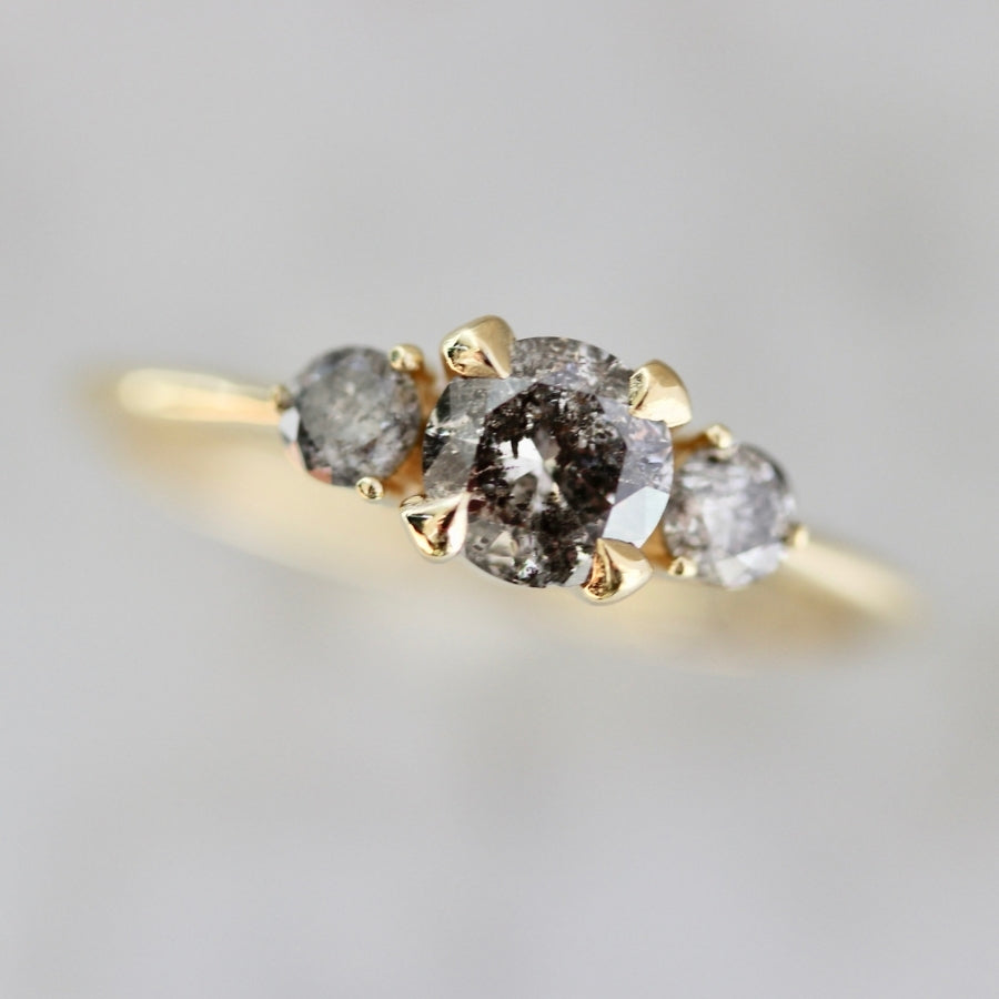 Interstellar Salt & Pepper Diamond Trilogy Ring