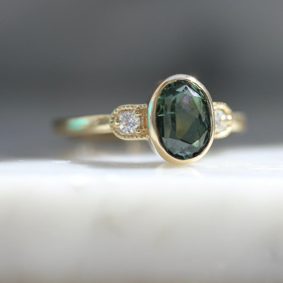 Ivy League Green Oval Cut Tourmaline Ring