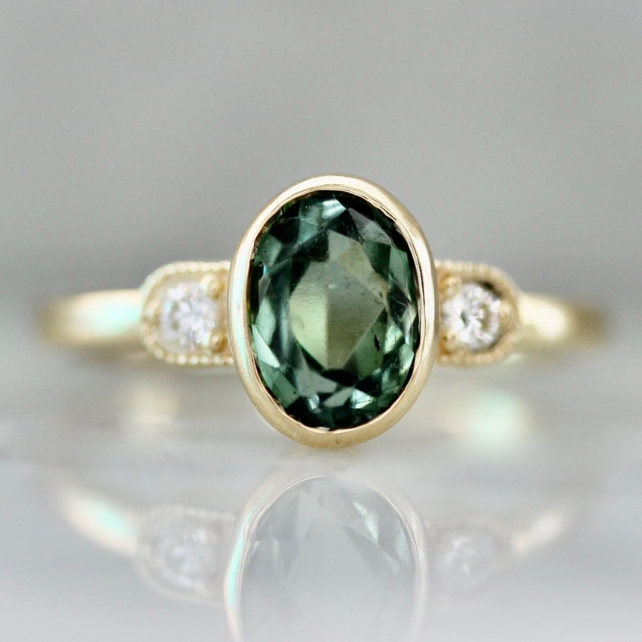 Ivy League Green Oval Cut Tourmaline Ring