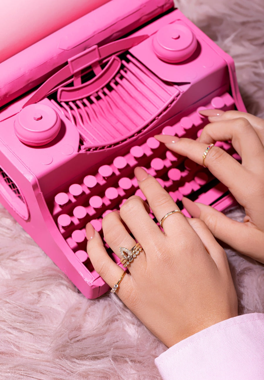 Cloud Nine White Pear Rose Cut Diamond Ring
