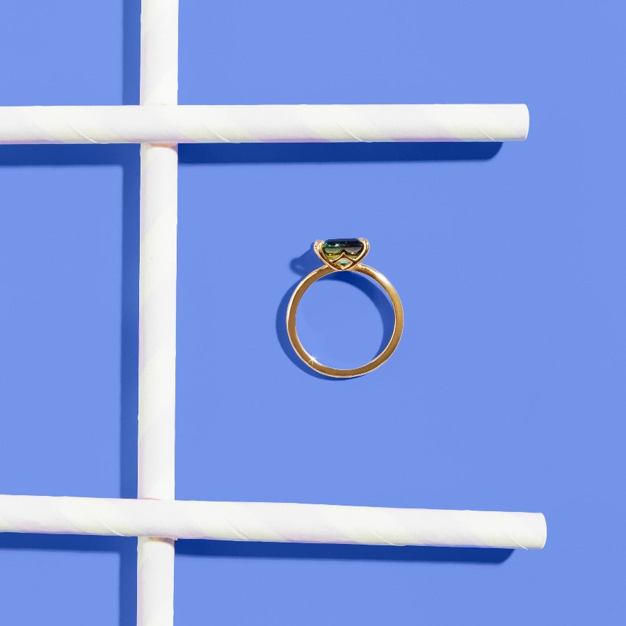 Best Coast Green Emerald Cut Sapphire Ring