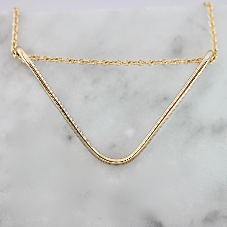 Kim Drosdick V Shaped Yellow Gold Necklace